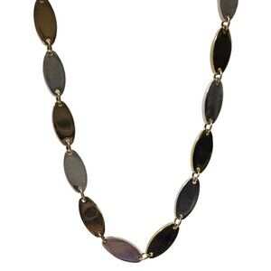 Caroline Herrera Two Tone Oval Link Necklace Gold Silver Fashion Jewelry Women